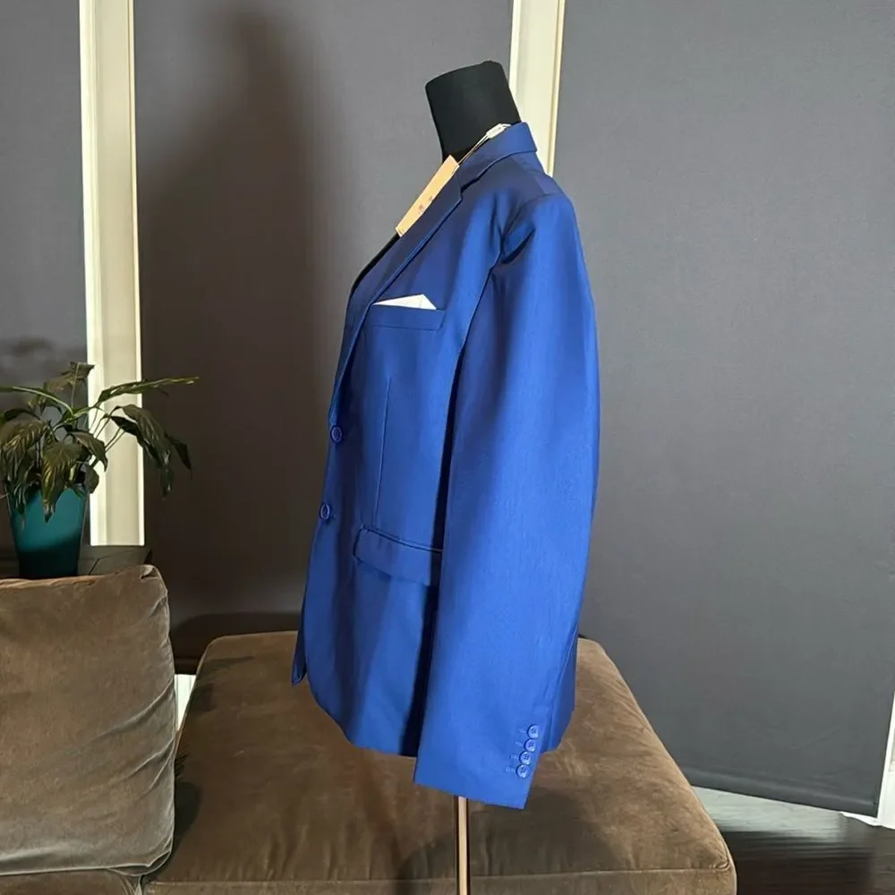 Men’s Mogu Blue 3 Piece Suit TwoButton Notched Lapel Size 40 Jacket 36 Pants NWT